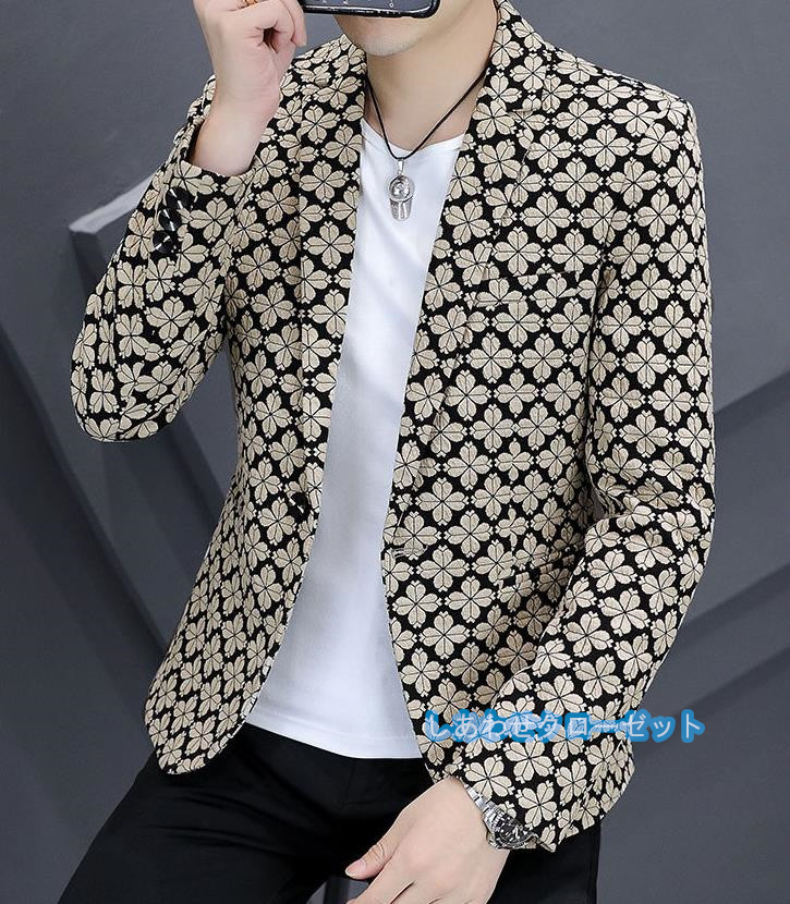 テーラードジャケット メンズ おしゃれ ブレザージャケット カジュアルスーツ 花柄 春秋冬 フォマールスーツ 紳士用 ビジネススーツ 通勤 アウター 