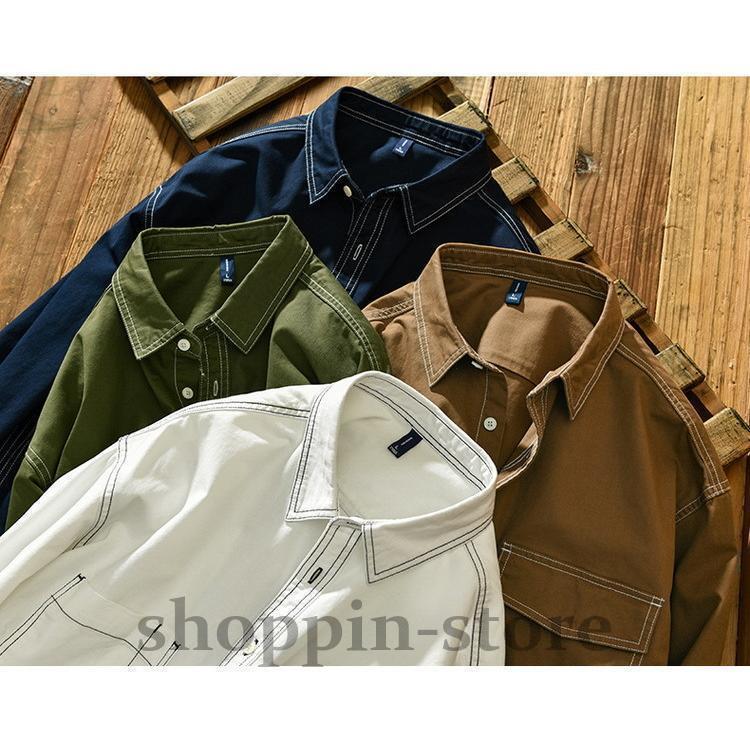 ワークシャツ アメカジ カジュアルシャツ メンズ シャツ トップス 100%綿 長袖 ミリタリーファッション 