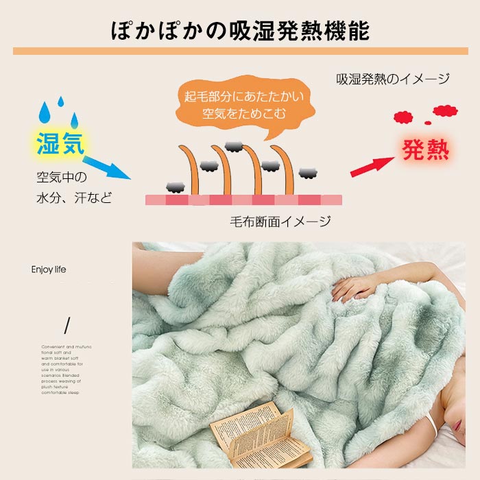 ラビットファー調 ブランケット 毛布 3サイズ 手触りいい オールシーズン 寝具 もこもこ 暖かい 吸湿発熱 冬 通気性いい 秋 ひざ掛け 