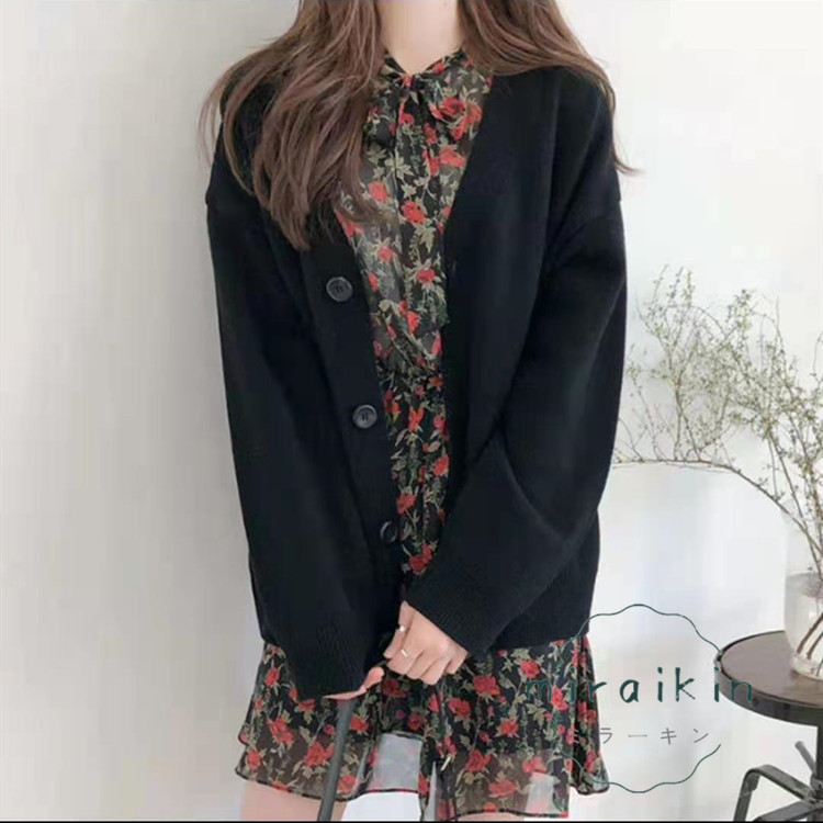 ニットカーディガン 送料無料 秋冬新作 レディース セーター トップス 無地 ルーム ボタン オーバーサイズ 韓国ファッション ビッグシルエット 長袖 韓国風 