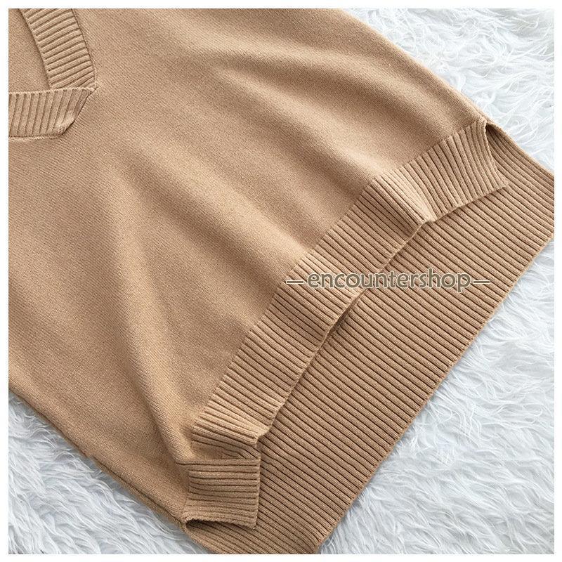 ニットベスト レディース チョッキ トップス ベスト Vネック カジュアル ゆったり 秋コーデ ノースリーブ セーター 重ね着 おしゃれ 無地 