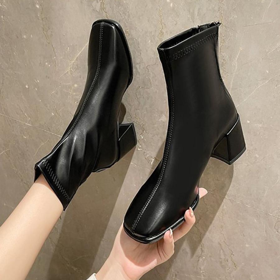 ショットブーツ レディース ローヒール ブーティ リベット付き 履きやすい サイドゴアブーツ 美脚ブーツ 厚底 お洒落 