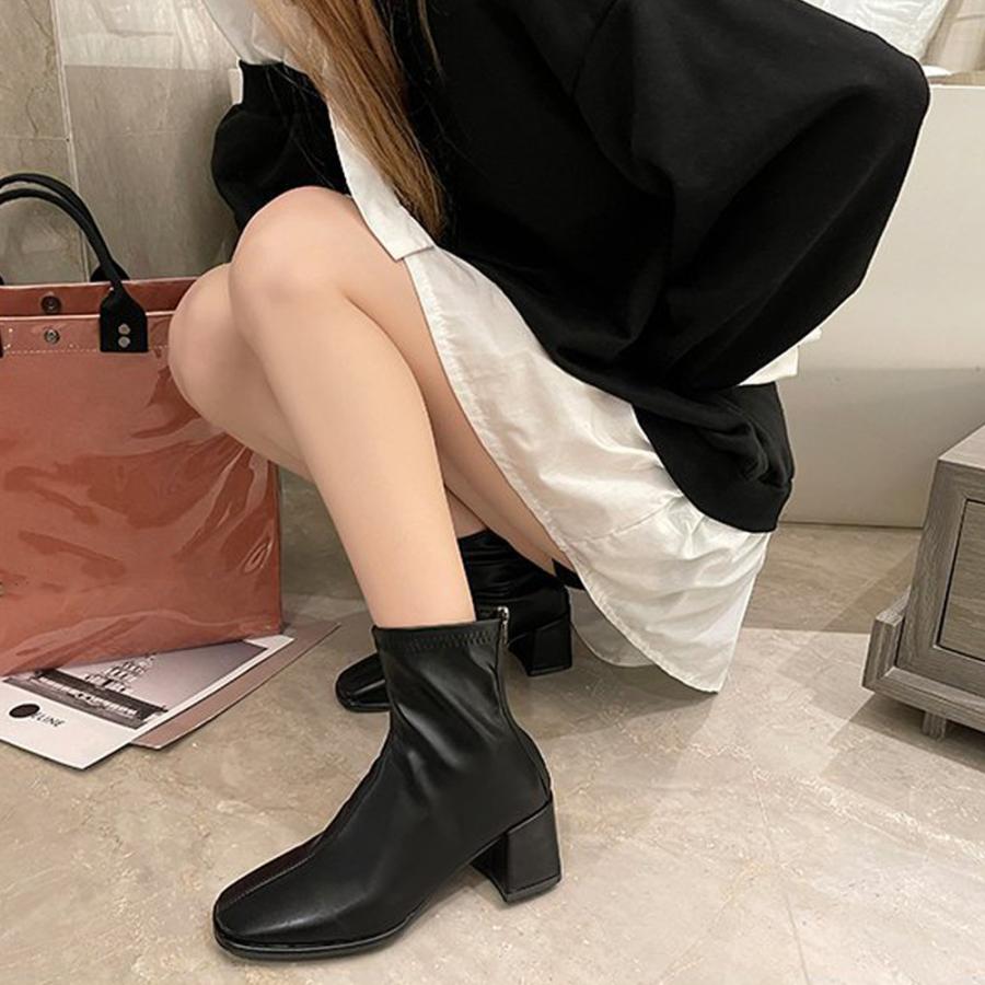 ショットブーツ レディース ローヒール ブーティ リベット付き 履きやすい サイドゴアブーツ 美脚ブーツ 厚底 お洒落 