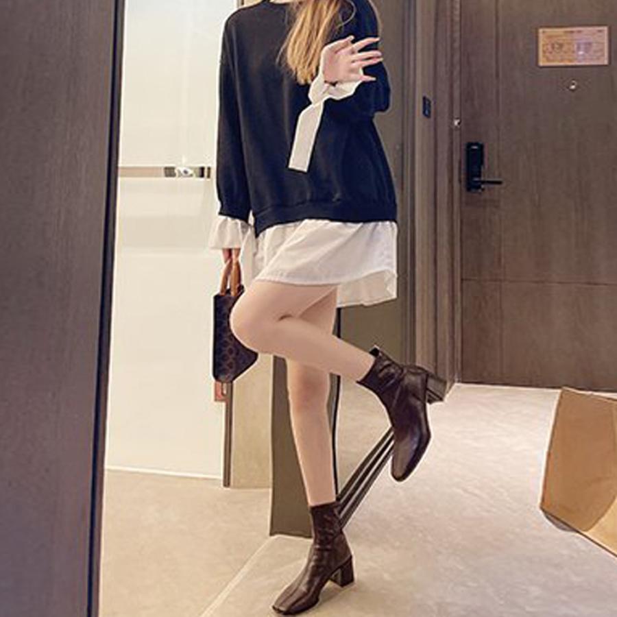 ショットブーツ レディース ローヒール ブーティ リベット付き 履きやすい サイドゴアブーツ 美脚ブーツ 厚底 お洒落 