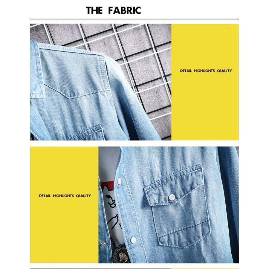 デニムシャツ ウエスタンシャツ メンズ シャツ カジュアルシャツ 長袖 アウター シンプル オシャレ 通学 トップス カジュアル 