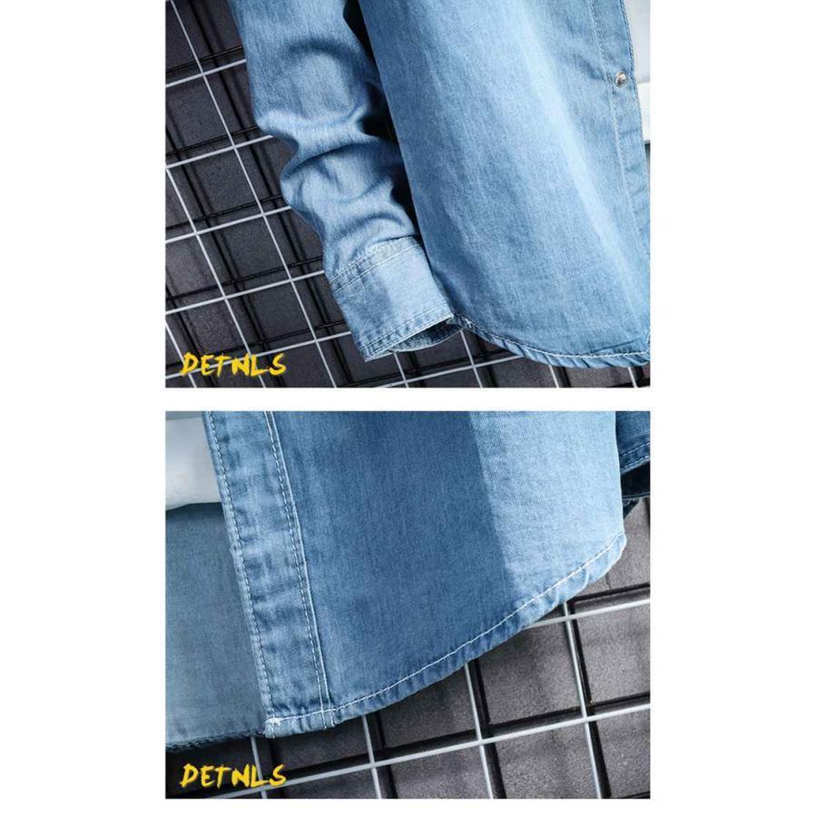 デニムシャツ ウエスタンシャツ メンズ シャツ カジュアルシャツ 長袖 アウター シンプル オシャレ 通学 トップス カジュアル 