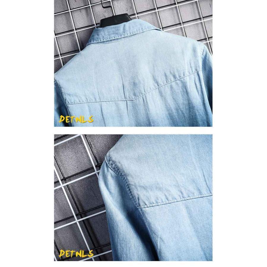 デニムシャツ ウエスタンシャツ メンズ シャツ カジュアルシャツ 長袖 アウター シンプル オシャレ 通学 トップス カジュアル 