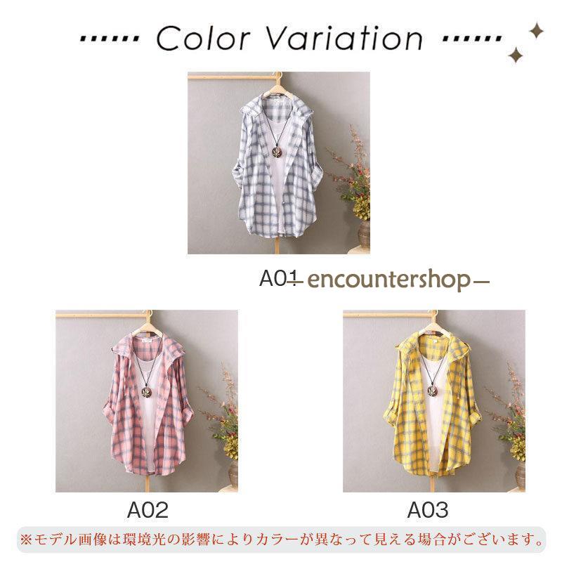 ブラウス レディース 長袖 春秋 チェック柄 フード付き 通勤 ビジネス きれいめ 体型カバー 長袖シャツ シンプル おしゃれ トップス OL 入学式 