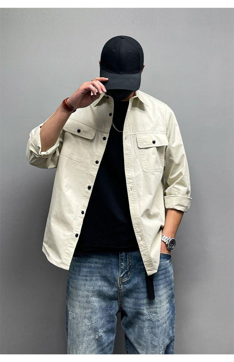 ミリタリーシャツ カジュアルシャツ 長袖シャツ メンズ トップス カーゴシャツ 前開襟シャツ ボタンダウンシャツゆったり 春秋 紳士用 ボタンダウンシャツ 