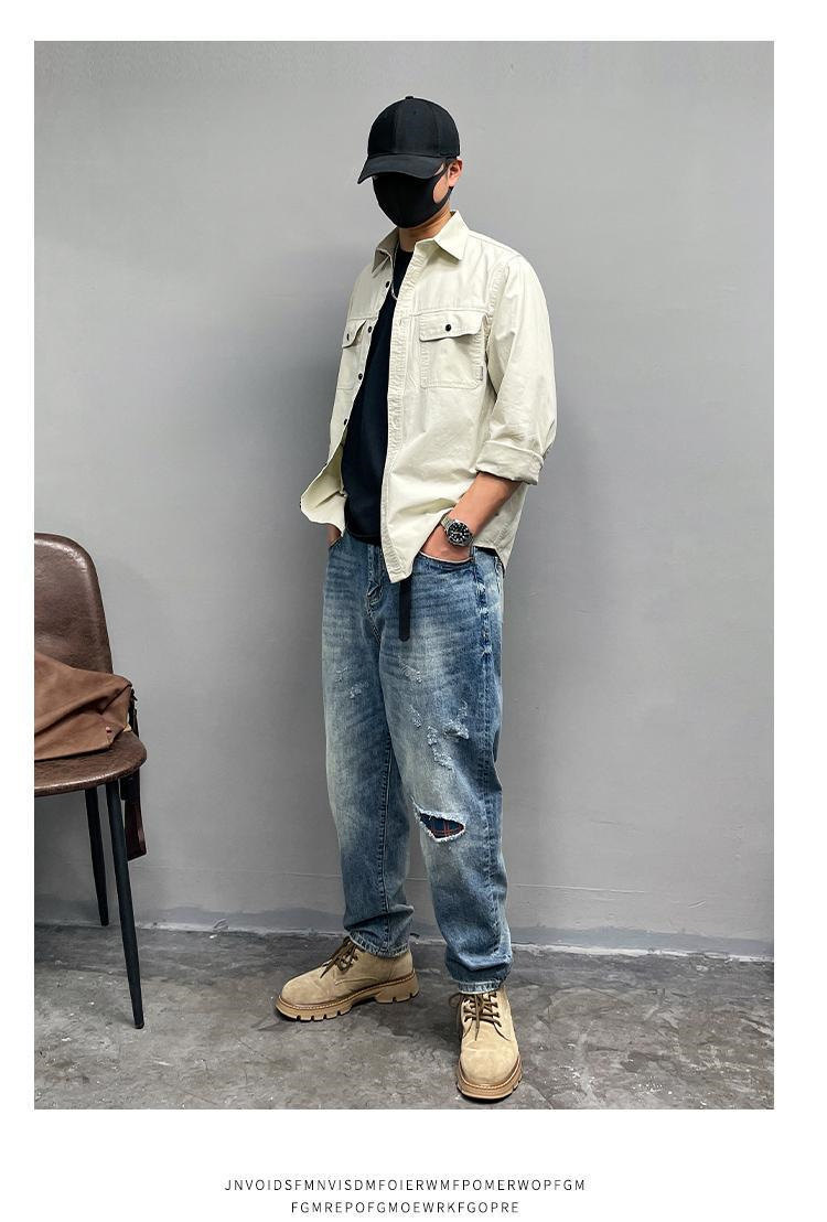 ミリタリーシャツ カジュアルシャツ 長袖シャツ メンズ トップス カーゴシャツ 前開襟シャツ ボタンダウンシャツゆったり 春秋 紳士用 ボタンダウンシャツ 