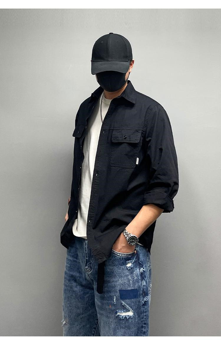 ミリタリーシャツ カジュアルシャツ 長袖シャツ メンズ トップス カーゴシャツ 前開襟シャツ ボタンダウンシャツゆったり 春秋 紳士用 ボタンダウンシャツ 