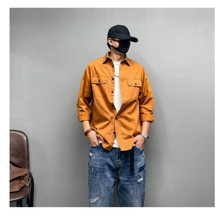 ミリタリーシャツ カジュアルシャツ 長袖シャツ メンズ トップス カーゴシャツ 前開襟シャツ ボタンダウンシャツゆったり 春秋 紳士用 ボタンダウンシャツ 