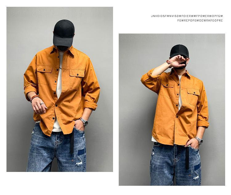 ミリタリーシャツ カジュアルシャツ 長袖シャツ メンズ トップス カーゴシャツ 前開襟シャツ ボタンダウンシャツゆったり 春秋 紳士用 ボタンダウンシャツ 