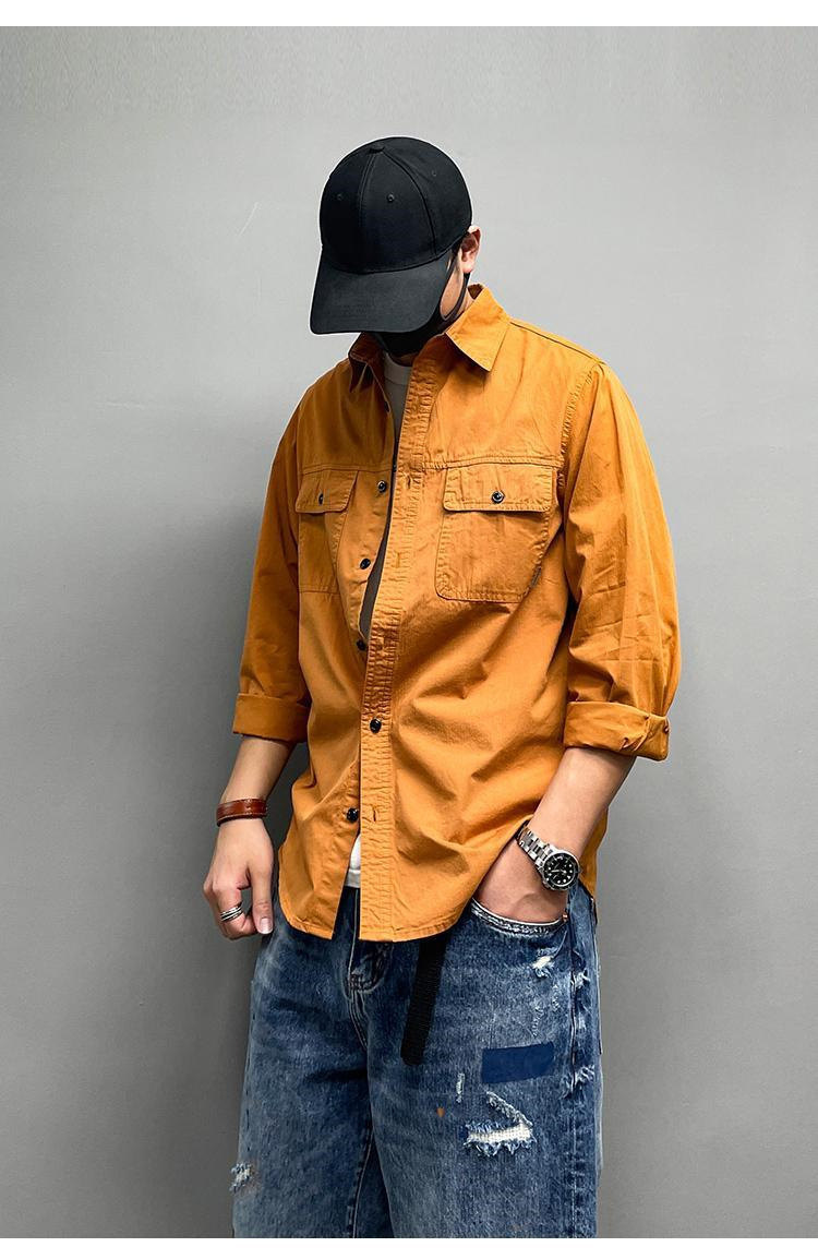 ミリタリーシャツ カジュアルシャツ 長袖シャツ メンズ トップス カーゴシャツ 前開襟シャツ ボタンダウンシャツゆったり 春秋 紳士用 ボタンダウンシャツ 