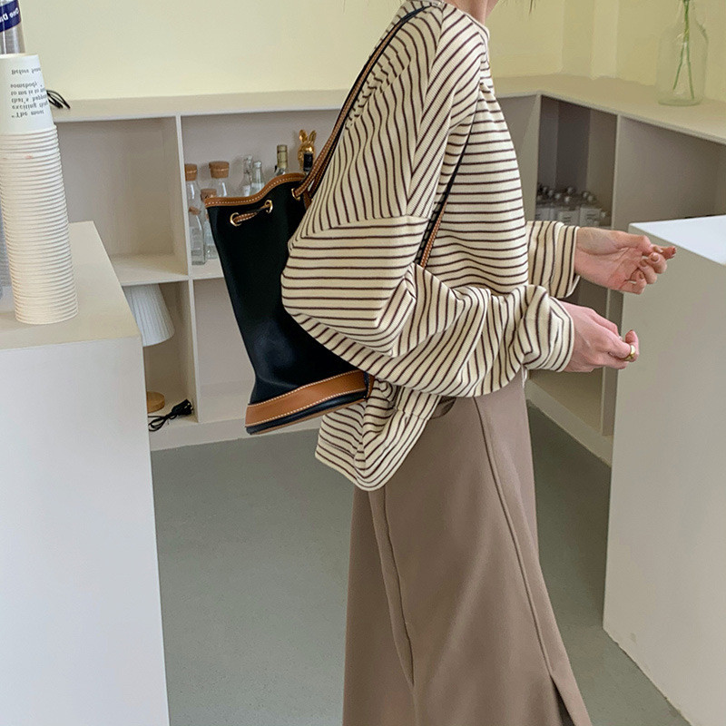 Tシャツ 長袖 レディース カットソー ロンT ボーダー 大きいサイズ オーバーサイズ 秋 ゆったり 韓国 ドロップショルダー トップス カジュアル 