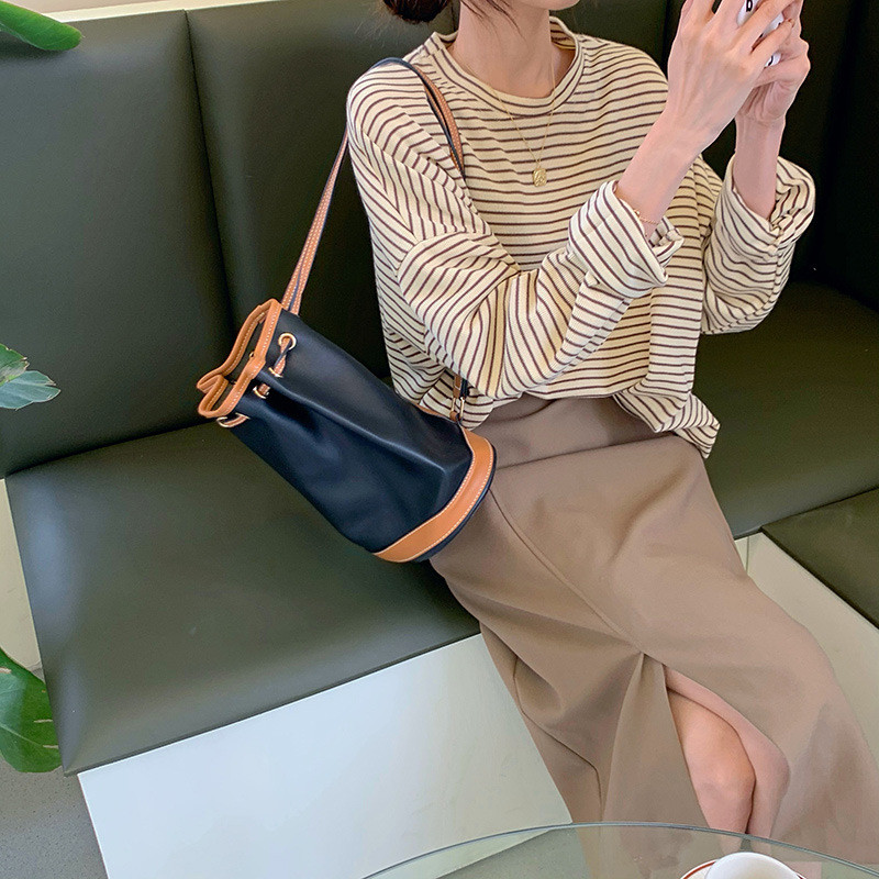 Tシャツ 長袖 レディース カットソー ロンT ボーダー 大きいサイズ オーバーサイズ 秋 ゆったり 韓国 ドロップショルダー トップス カジュアル 