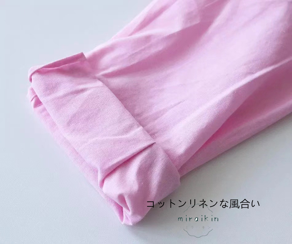 リネンシャツ レディース 長袖 リネンパンツ ワイドパンツ ゆったりトップス ボ前開き 無地 綿麻風 セットアップ 春秋 ボタン 夏秋物 ウエストゴム 