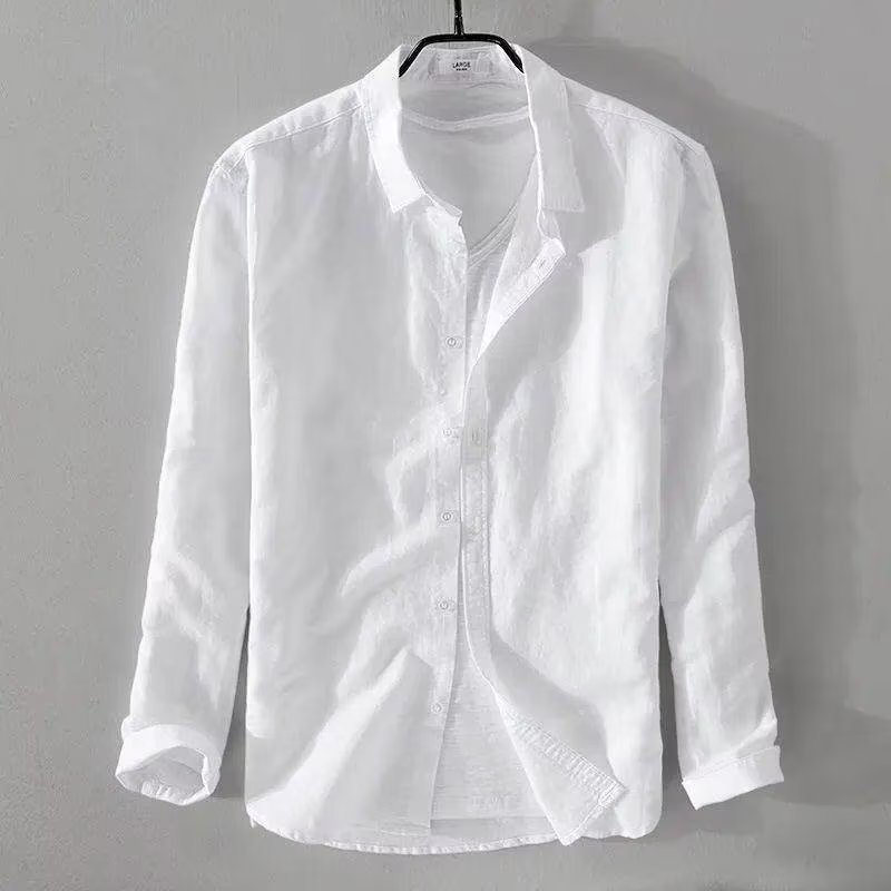 シャツ メンズ 長袖シャツ リネン風 カジュアル トップス おしゃれ スリム 秋服 秋 大きいサイズ ボタンシャツ ビジネス 紳士 春 開襟シャツ 