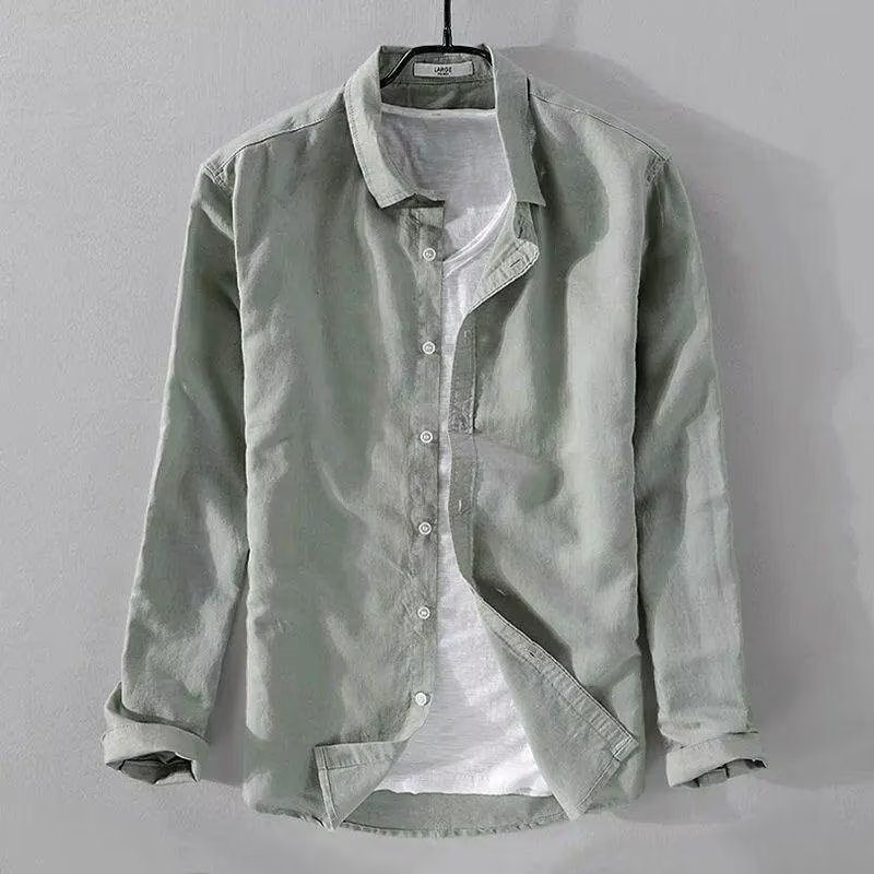 シャツ メンズ 長袖シャツ リネン風 カジュアル トップス おしゃれ スリム 秋服 秋 大きいサイズ ボタンシャツ ビジネス 紳士 春 開襟シャツ 