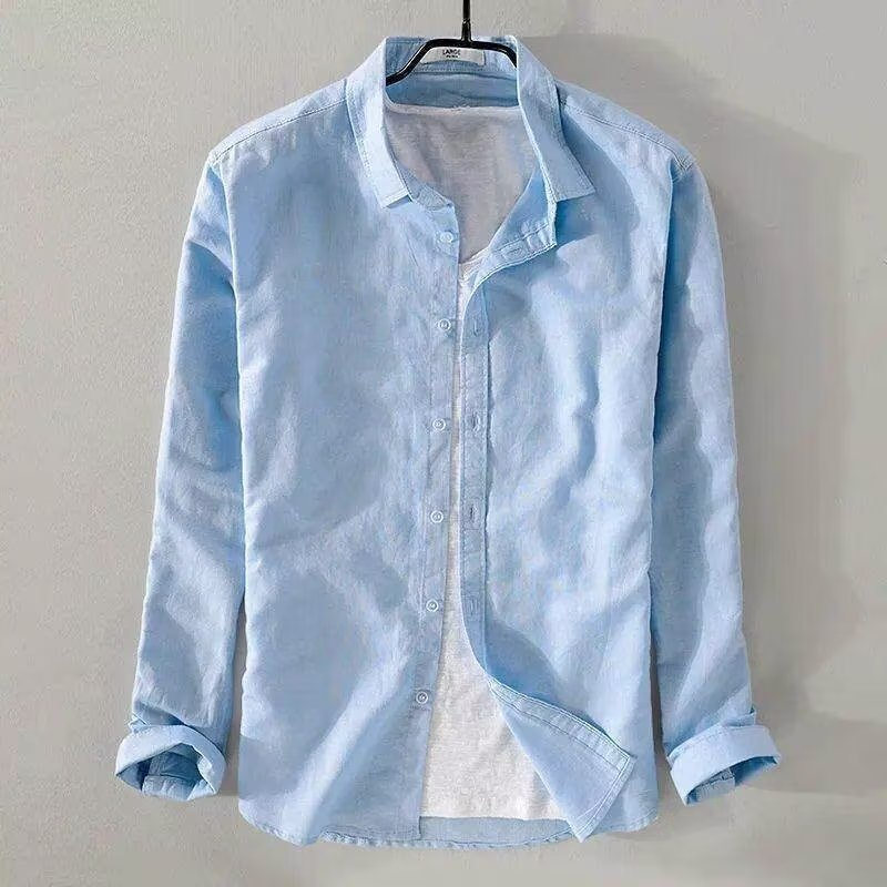 シャツ メンズ 長袖シャツ リネン風 カジュアル トップス おしゃれ スリム 秋服 秋 大きいサイズ ボタンシャツ ビジネス 紳士 春 開襟シャツ 