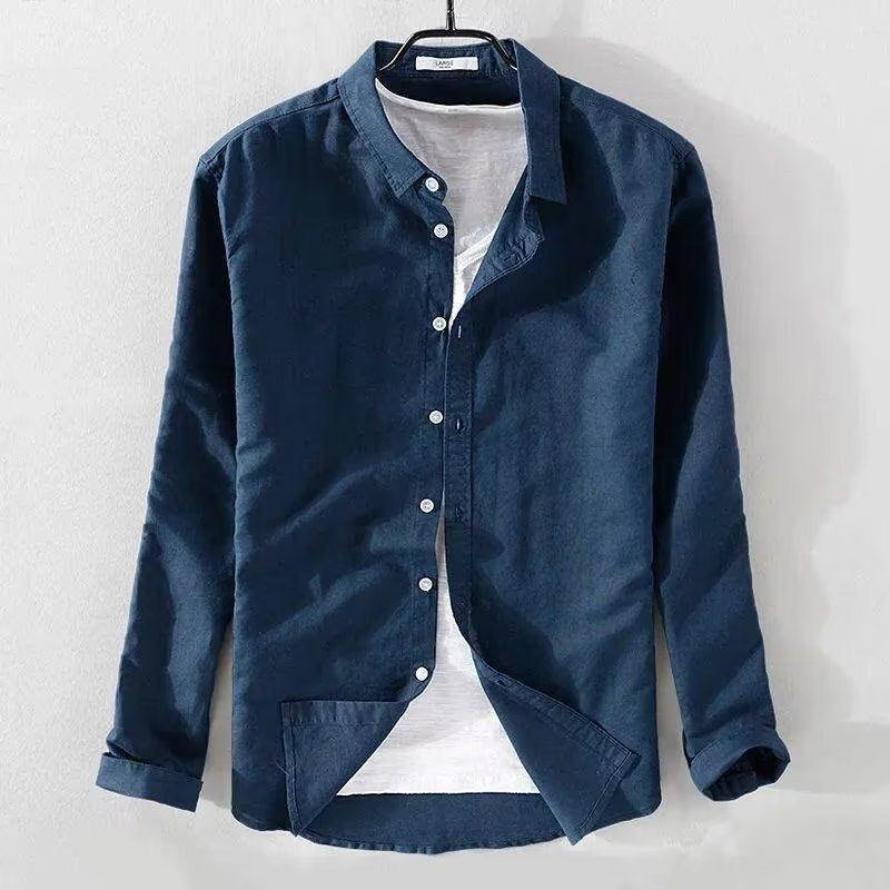 シャツ メンズ 長袖シャツ リネン風 カジュアル トップス おしゃれ スリム 秋服 秋 大きいサイズ ボタンシャツ ビジネス 紳士 春 開襟シャツ 
