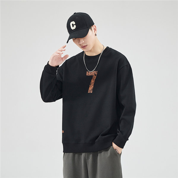 トレーナー メンズ プルオーバー ブラック 長袖 スポーツウェア 長袖 丸襟 プリント Uネック 韓国ファッション 春秋 デザイン 送料無料 英語文字 