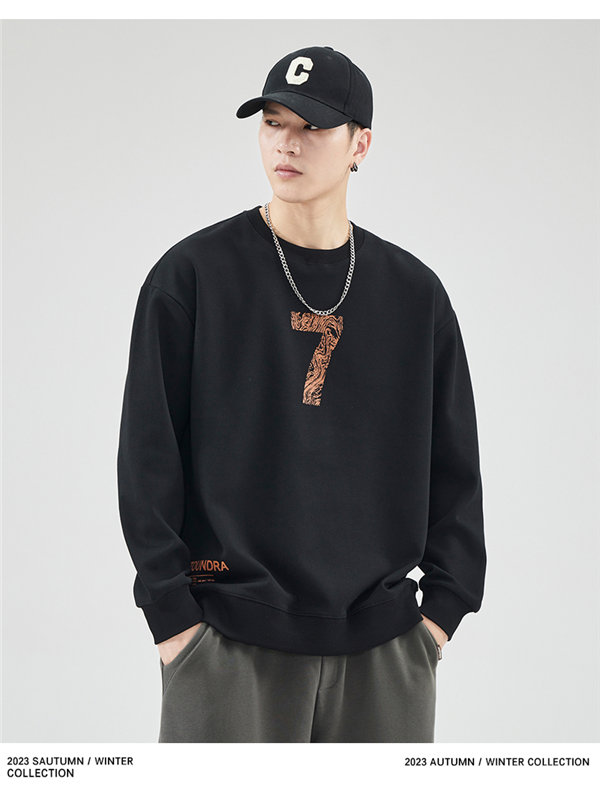 トレーナー メンズ プルオーバー ブラック 長袖 スポーツウェア 長袖 丸襟 プリント Uネック 韓国ファッション 春秋 デザイン 送料無料 英語文字 