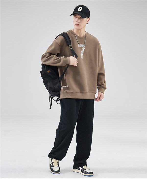 トレーナー メンズ プルオーバー ブラック 長袖 スポーツウェア 長袖 丸襟 プリント Uネック 韓国ファッション 春秋 デザイン 送料無料 英語文字 