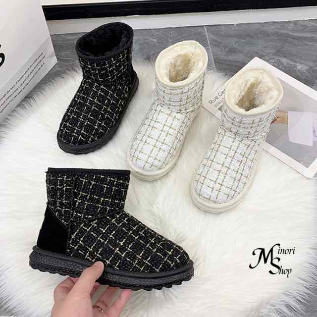 ムートンブーツ スノーブーツ レディース 23-25CM ブーツ ショートブーツ ハイカット 防寒 チェック柄 防風 防滑 裏起毛 雪用ブーツ 保暖 