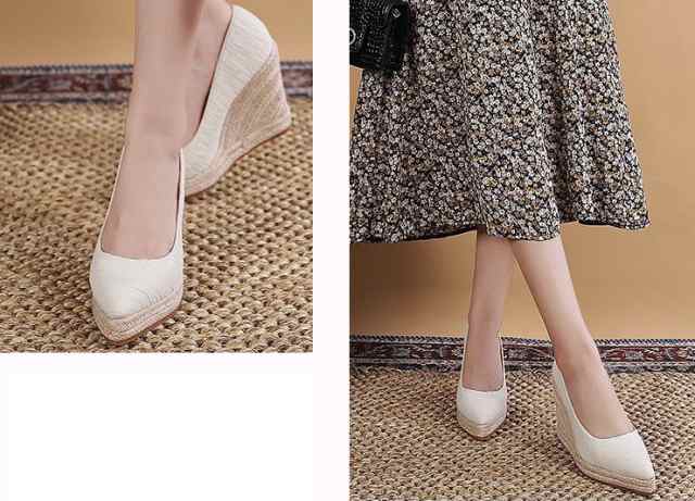 厚底 パンプス ハイヒール ウェッジソール パンプス 10CMヒール コンフォート レディース 脚長 リラックス スエード調 22-26CM 