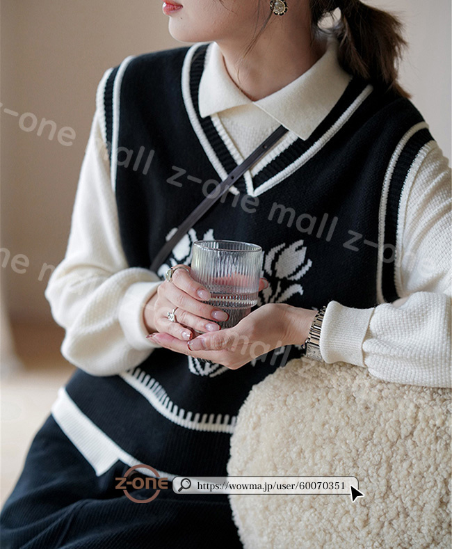 ベスト ニット プルオーバー レディース 新作 Vネック セーター 通学 春 体型カバー レイヤード 大人 可愛い 保温 学生 アウター 秋冬 通勤 ゆったり 柔らかい 