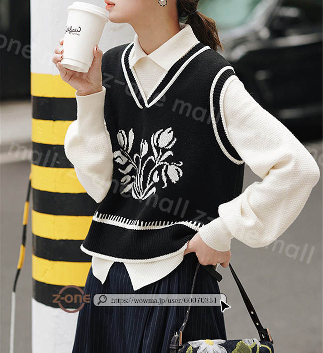 ベスト ニット プルオーバー レディース 新作 Vネック セーター 通学 春 体型カバー レイヤード 大人 可愛い 保温 学生 アウター 秋冬 通勤 ゆったり 柔らかい 