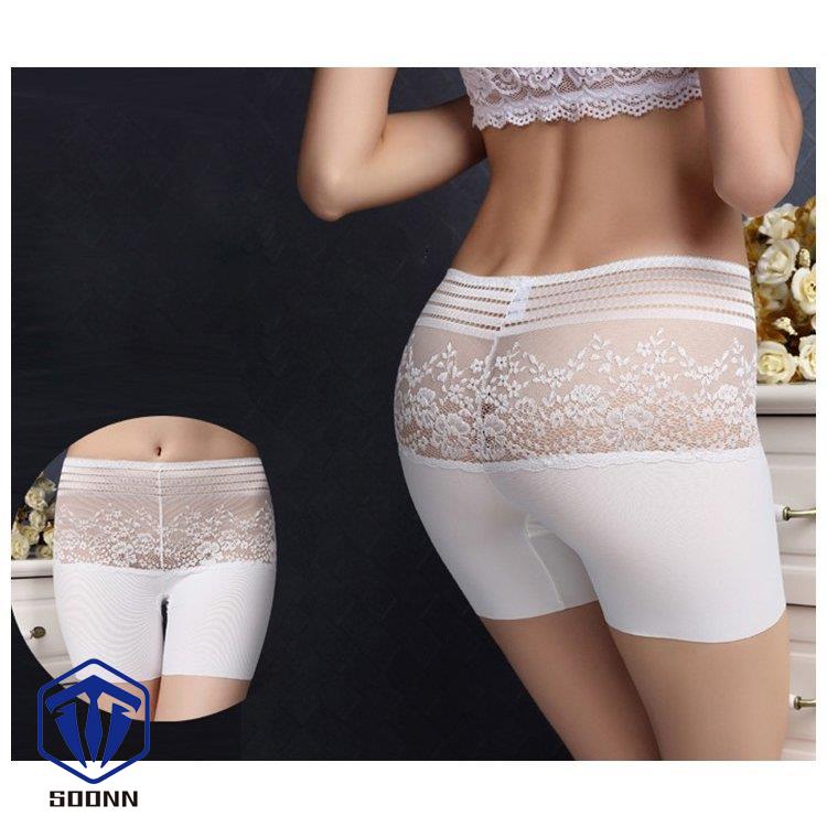 ボクサーショーツ ボックスショーツ レースパンツ ショートスパッツ パンティ インナー 無 レディース 女性用 シースルレース 下着 3分丈 シンプル 