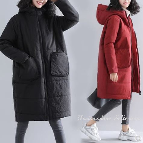 フード付き ダウンコート 中綿コート ハーフコート ワイン ブラック XLお出かけ女子会20代30代40代50代60代 L 