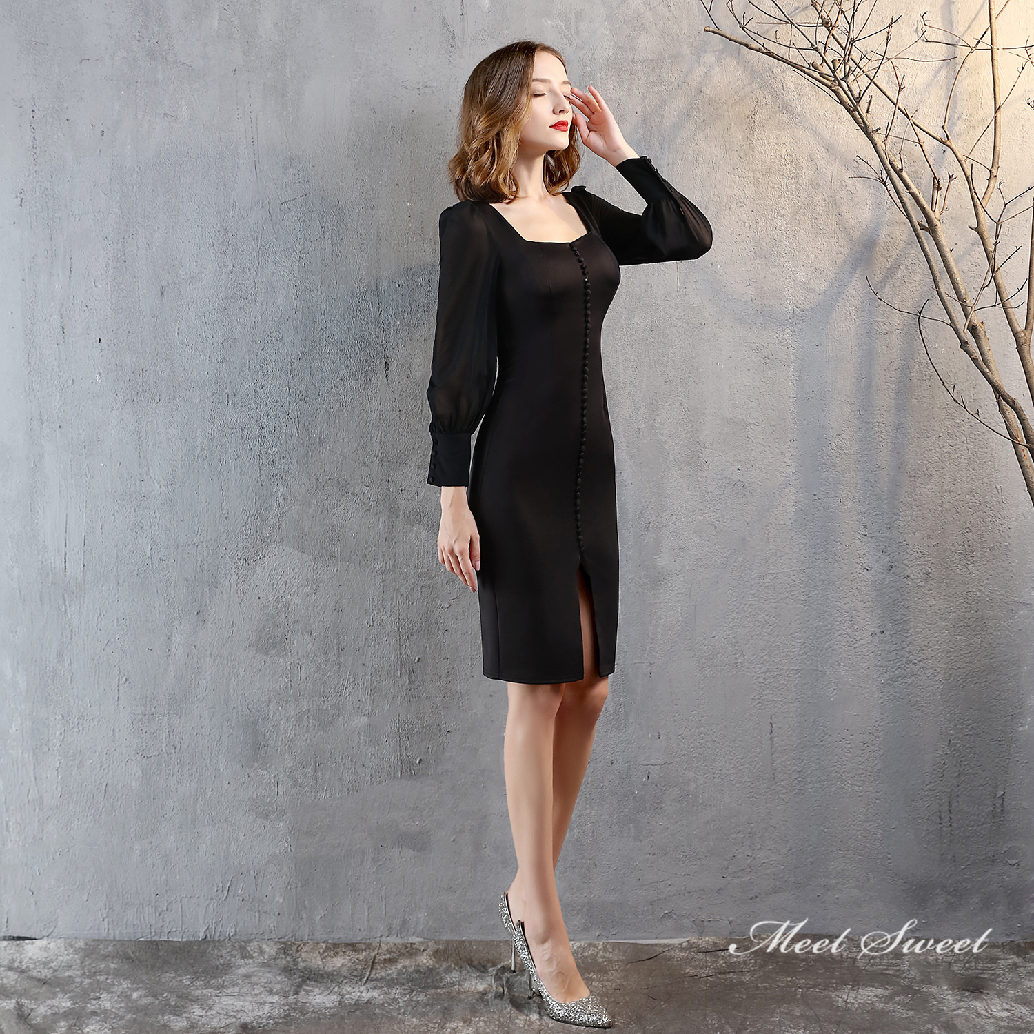 カラードレス 長袖 ミニドレス パーティードレス 結婚式 二次会 フォーマルドレス 演奏会 ファスナー ミディアムドレス お呼ばれ ワンピース サテン 発表会 