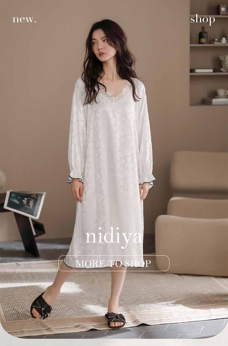 ワンピース パジャマ 長袖 ルームウェア ネグリジェ春秋レースVネック レディース M Tシャツ 無地 L 