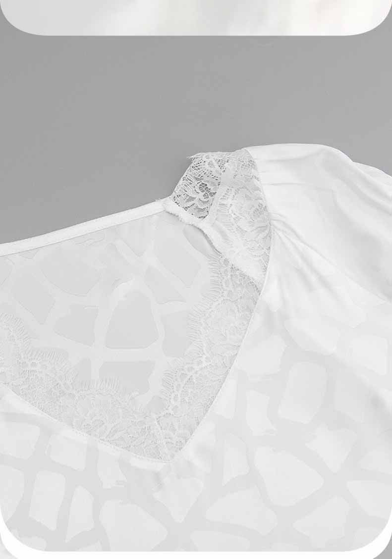 ワンピース パジャマ 長袖 ルームウェア ネグリジェ春秋レースVネック レディース M Tシャツ 無地 L 