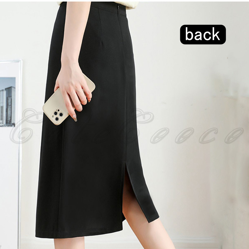 タイトスカート レディース 2種類 Aライン 裏地付き バックスリット 春夏秋用が選べる 動きやすい シンプル 送料無料 ウエストゴム 無地 カジュアル 着回し 