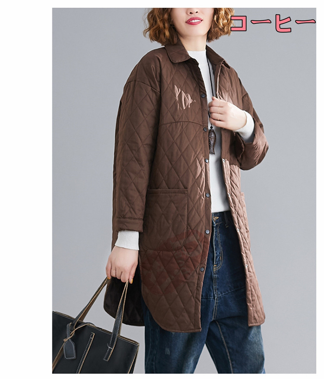 中綿コート ダウンジャケット ダウンコート ロング丈 チェスターコート 防寒 お出かけ ゆったり 体型カパー 40代50代 冬 アウター トップス レディース 