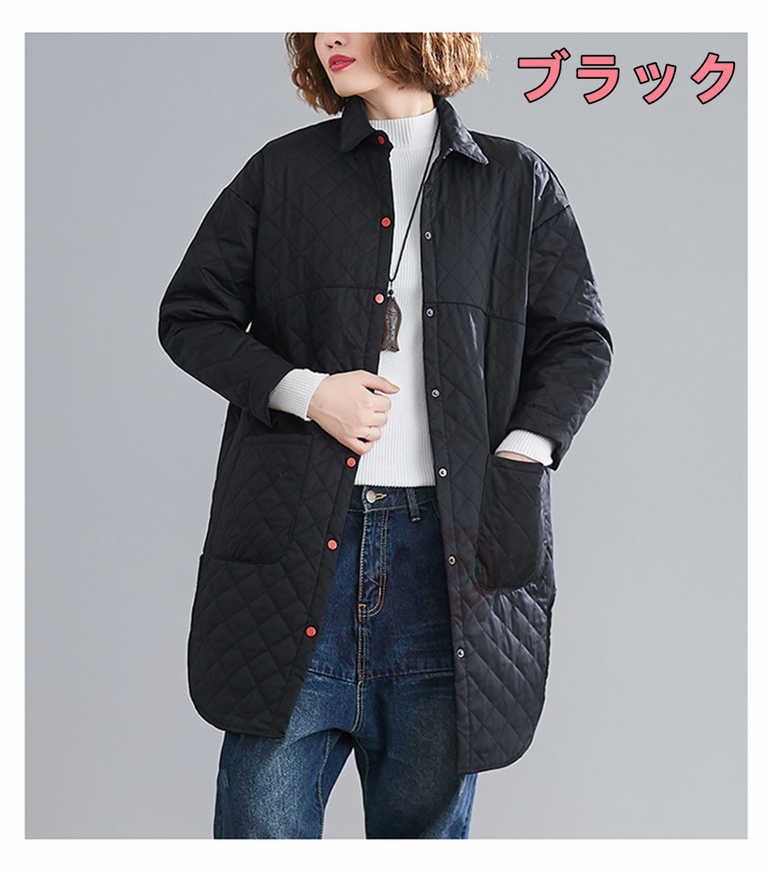 中綿コート ダウンジャケット ダウンコート ロング丈 チェスターコート 防寒 お出かけ ゆったり 体型カパー 40代50代 冬 アウター トップス レディース 