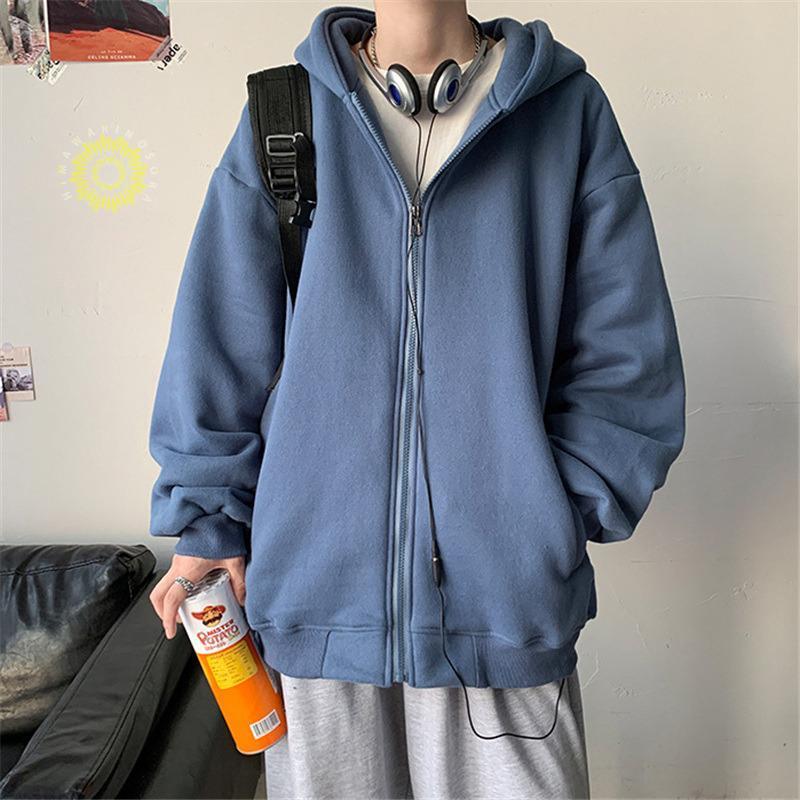 メンズ 長袖 フード付き 運動 裏起毛 ジップアップ ジャケット ビッグシルエット マウンテン秋服 カーディガン 春秋冬 