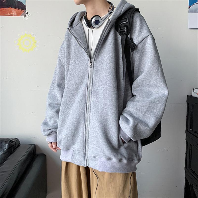 メンズ 長袖 フード付き 運動 裏起毛 ジップアップ ジャケット ビッグシルエット マウンテン秋服 カーディガン 春秋冬 