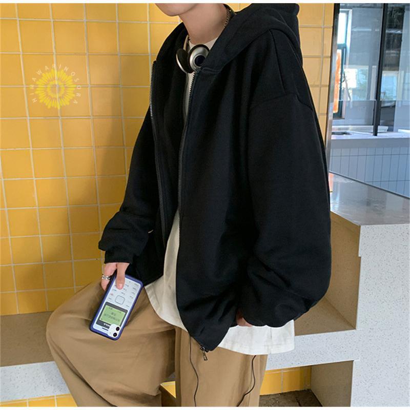 メンズ 長袖 フード付き 運動 裏起毛 ジップアップ ジャケット ビッグシルエット マウンテン秋服 カーディガン 春秋冬 