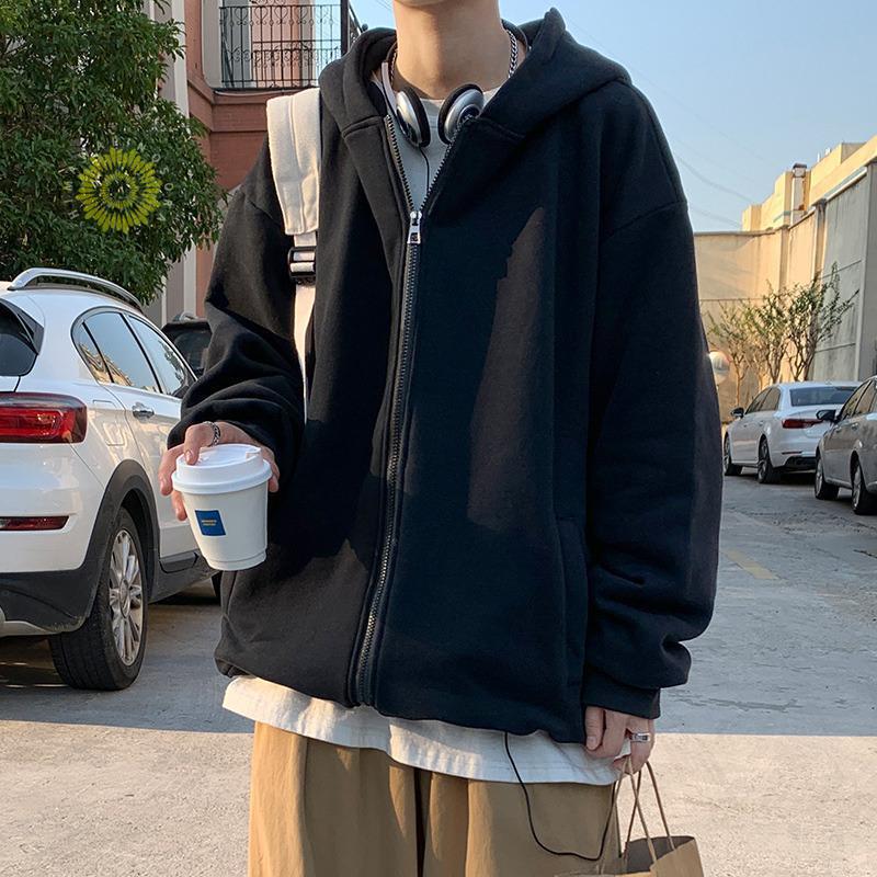 メンズ 長袖 フード付き 運動 裏起毛 ジップアップ ジャケット ビッグシルエット マウンテン秋服 カーディガン 春秋冬 