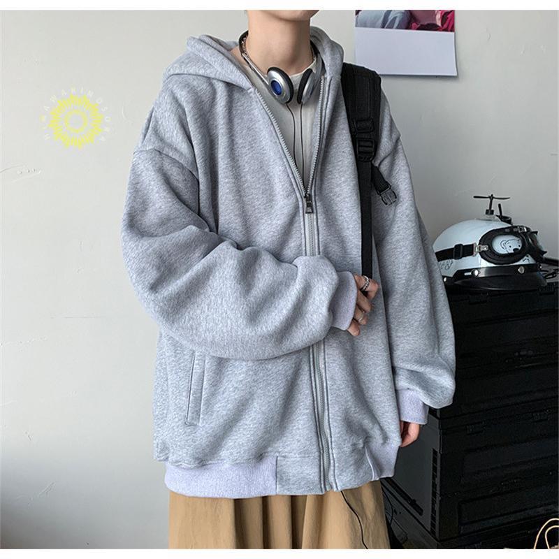 メンズ 長袖 フード付き 運動 裏起毛 ジップアップ ジャケット ビッグシルエット マウンテン秋服 カーディガン 春秋冬 