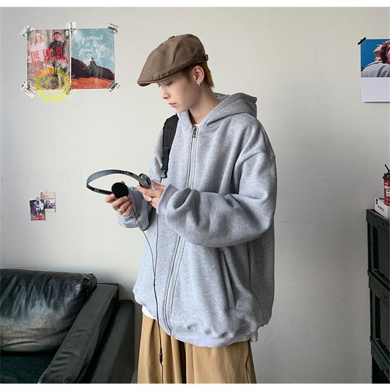 メンズ 長袖 フード付き 運動 裏起毛 ジップアップ ジャケット ビッグシルエット マウンテン秋服 カーディガン 春秋冬 