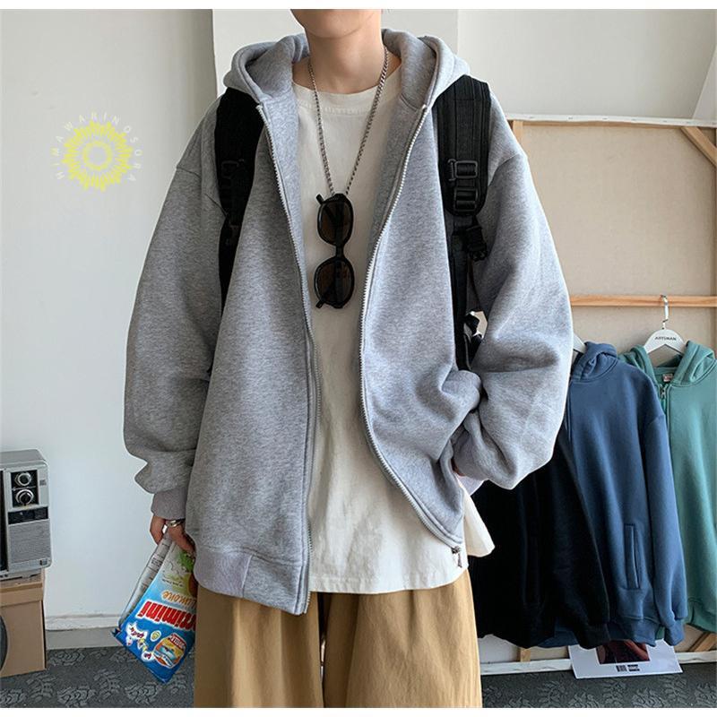 メンズ 長袖 フード付き 運動 裏起毛 ジップアップ ジャケット ビッグシルエット マウンテン秋服 カーディガン 春秋冬 