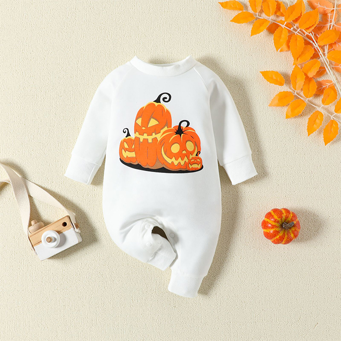 スリーパー キッズ 秋 冬 ハロウィン カボチャ 幽霊 ハロウィン 衣装 寝冷え対策 吸水性抜群 寝具 パジャマ 部屋着 通気性抜群 パジャマ 股スナップ付き 幼児 