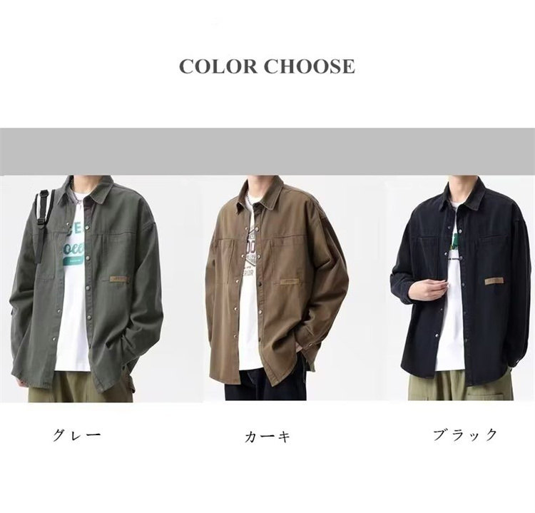 メンズ トップス シャツ ワークシャツ カーゴシャツ カジュアルシャツ ゆったり カジュアルシャツ かっこいい 長袖シャツ 大きいサイズ 紳士服 開襟シャツ 