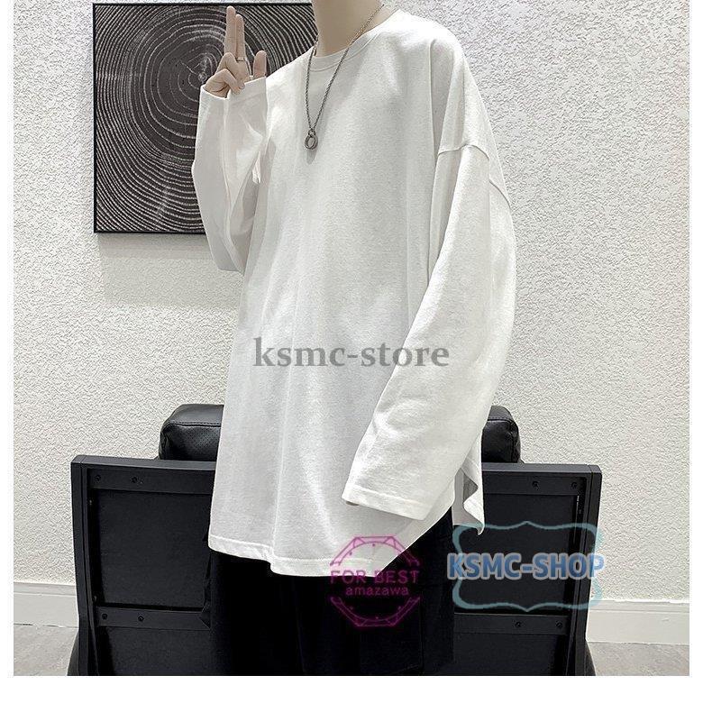 長袖Tシャツ メンズ 無地 Tシャツ 長袖 インナーTシャツ オシャレ 新作 メンズトップス 秋物Tシャツ サイドスリット 
